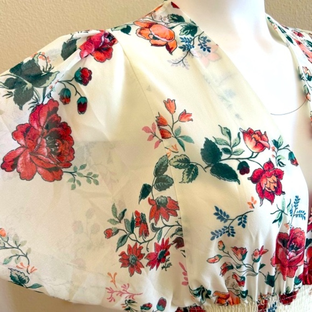 Maje Rachelle Asymmetric Floral Print on Off White size 3 or Small Slit Front - Picture 9 of 13